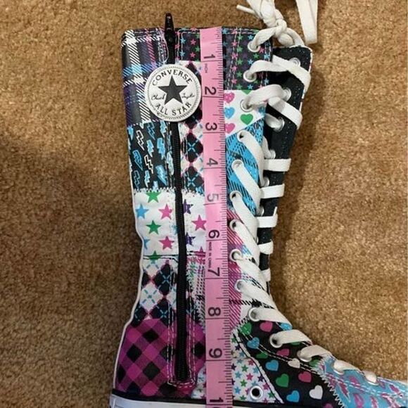 Converse High Top Boots Juniors Sz 2 lace up Mix/Match Pattern - Picture 9 of 10